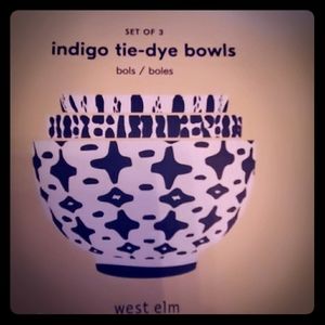 West elm tie dye indigo bowl set 3